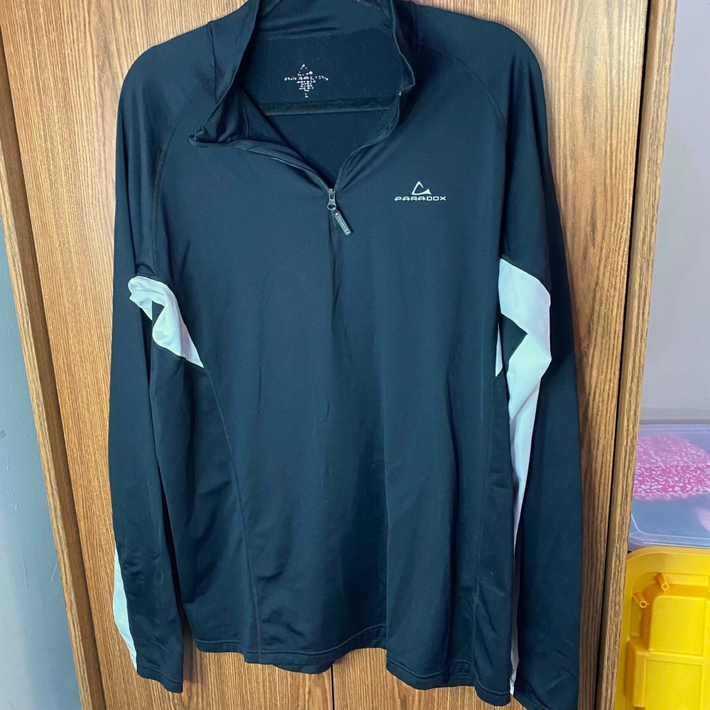 Paradox Quarter Zip Pullover Mens Large Black White Athletic Performance Top